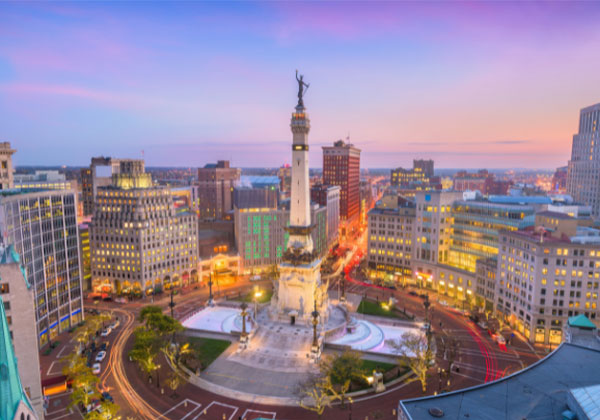 downtown indianapolis during sunset